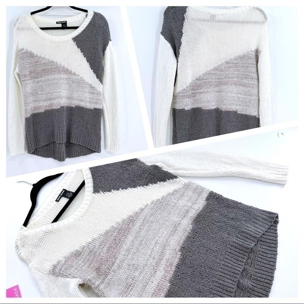 DKNY Jeans oversized Colorblock Knit Sweater size XS Gray/White